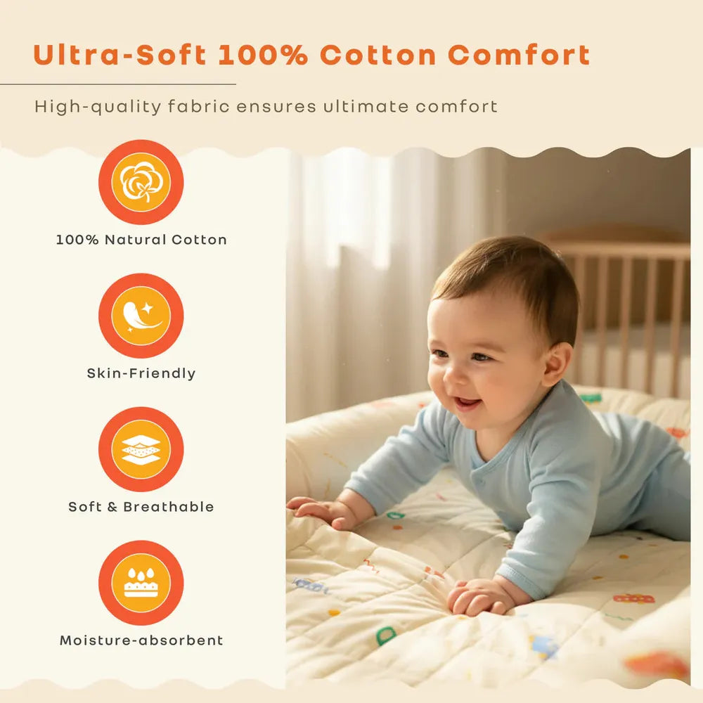 R for Rabbit 100% Cotton Anti-Roll Baby Nest - Baby Bed | Roadster Beige