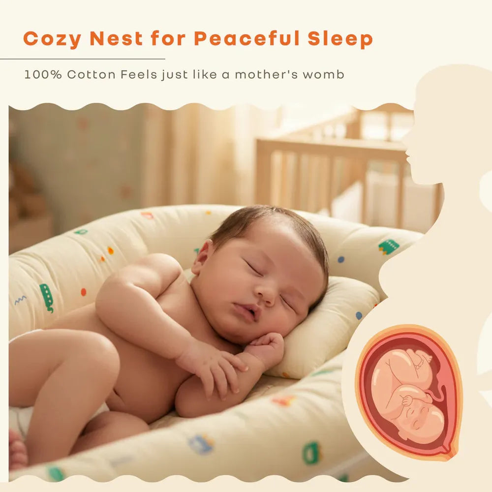 R for Rabbit 100% Cotton Anti-Roll Baby Nest - Baby Bed | Roadster Beige