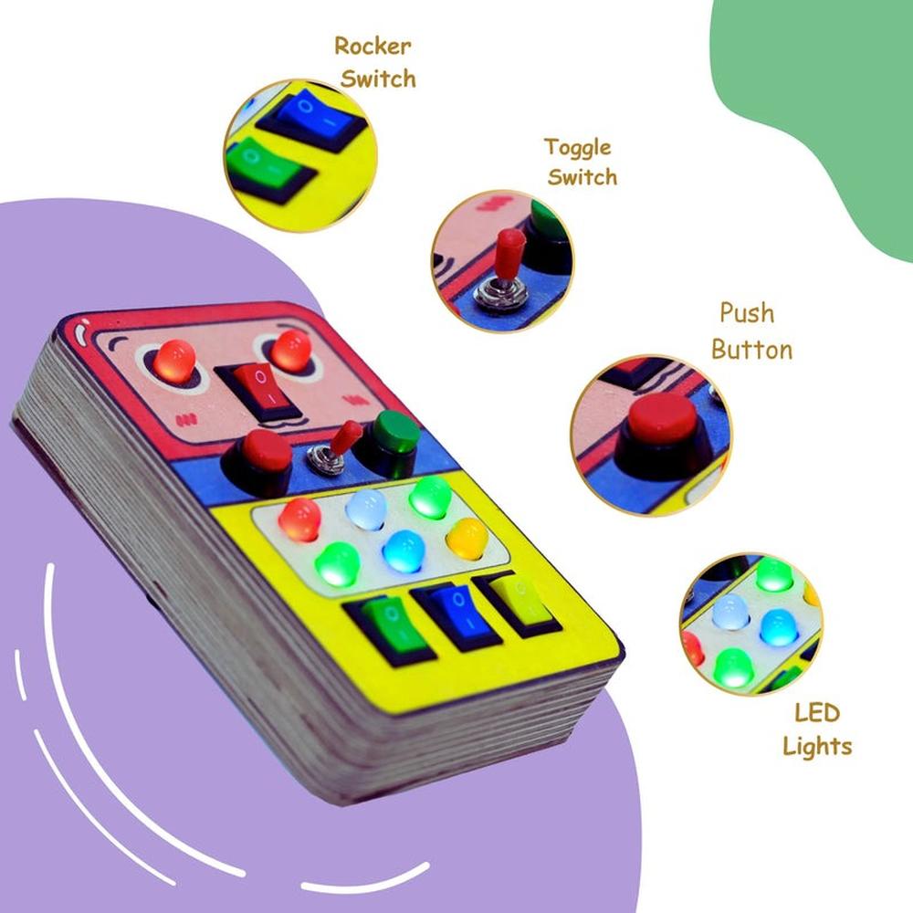 Timgloo Robomelon Montessori Busy Board - Wooden Robot Themed Sensory Activity (1-6 Years)