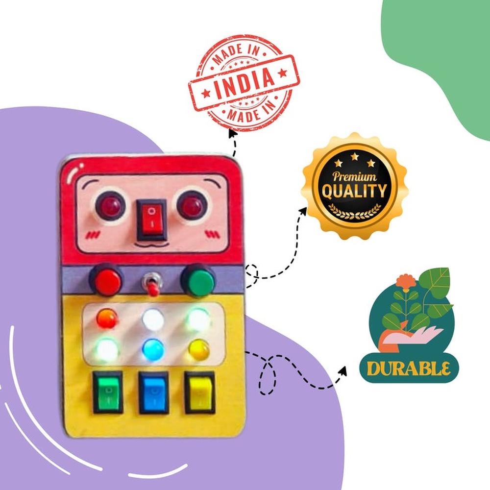 Timgloo Robomelon Montessori Busy Board - Wooden Robot Themed Sensory Activity (1-6 Years)
