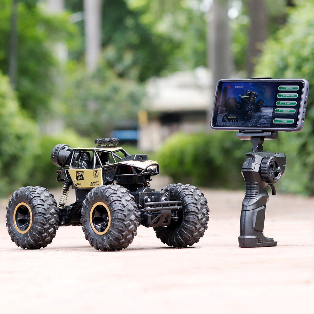 4WD Off Road Remote Control Rock Crawler | Wi-Fi Camera, App Control, Mist Spray & LED Lights (5-14 Years)
