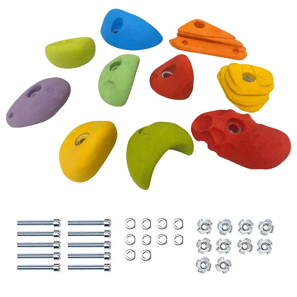 Hop N Play 10 Piece Wall Climbing Holds with Installation Kit | Capacity-200 Kg
