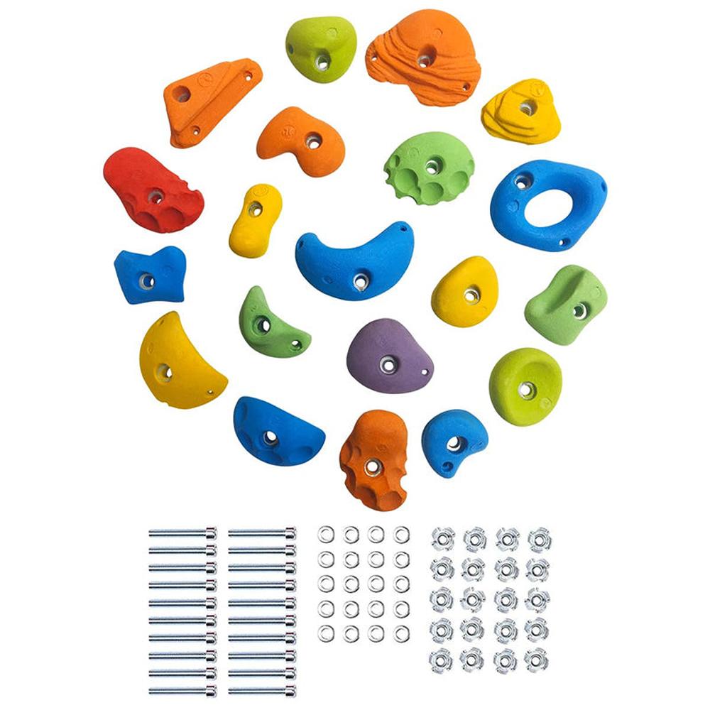 Hop N Play 20 Pieces Wall Climbing Holds with Installation Kit | Capacity-200 Kg