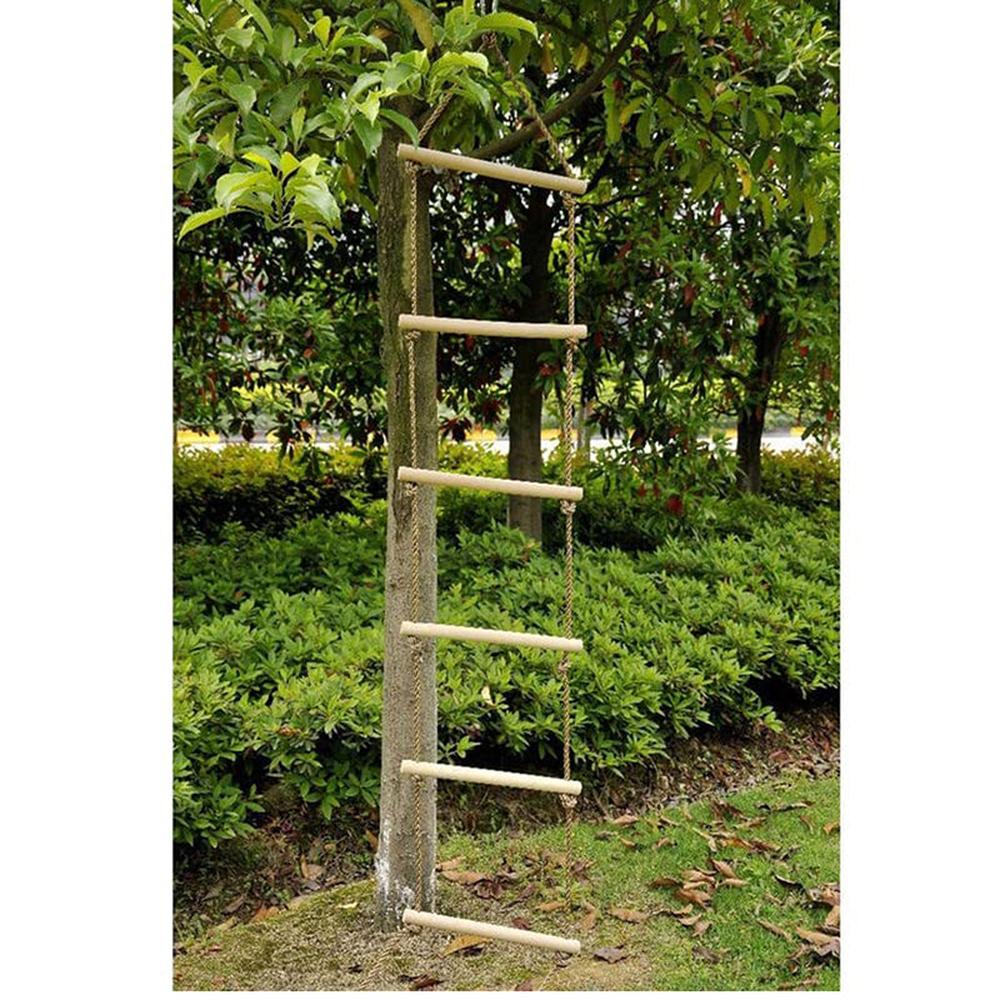 Hop N Play 6.5ft Wooden Rope Ladder | 6-Rung Climbing Swing (4-12 Years) | Capacity-120 Kg