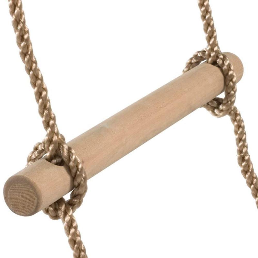 Hop N Play 6.5ft Wooden Rope Ladder | 6-Rung Climbing Swing (4-12 Years) | Capacity-120 Kg