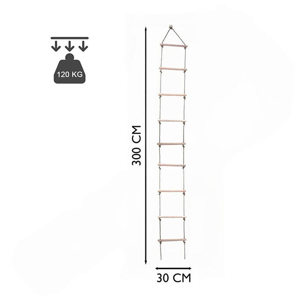 Hop N Play 9ft Rope Wooden Ladder Climbing with 9 Rungs | Capacity - Upto 120 Kgs (4-12 Years)