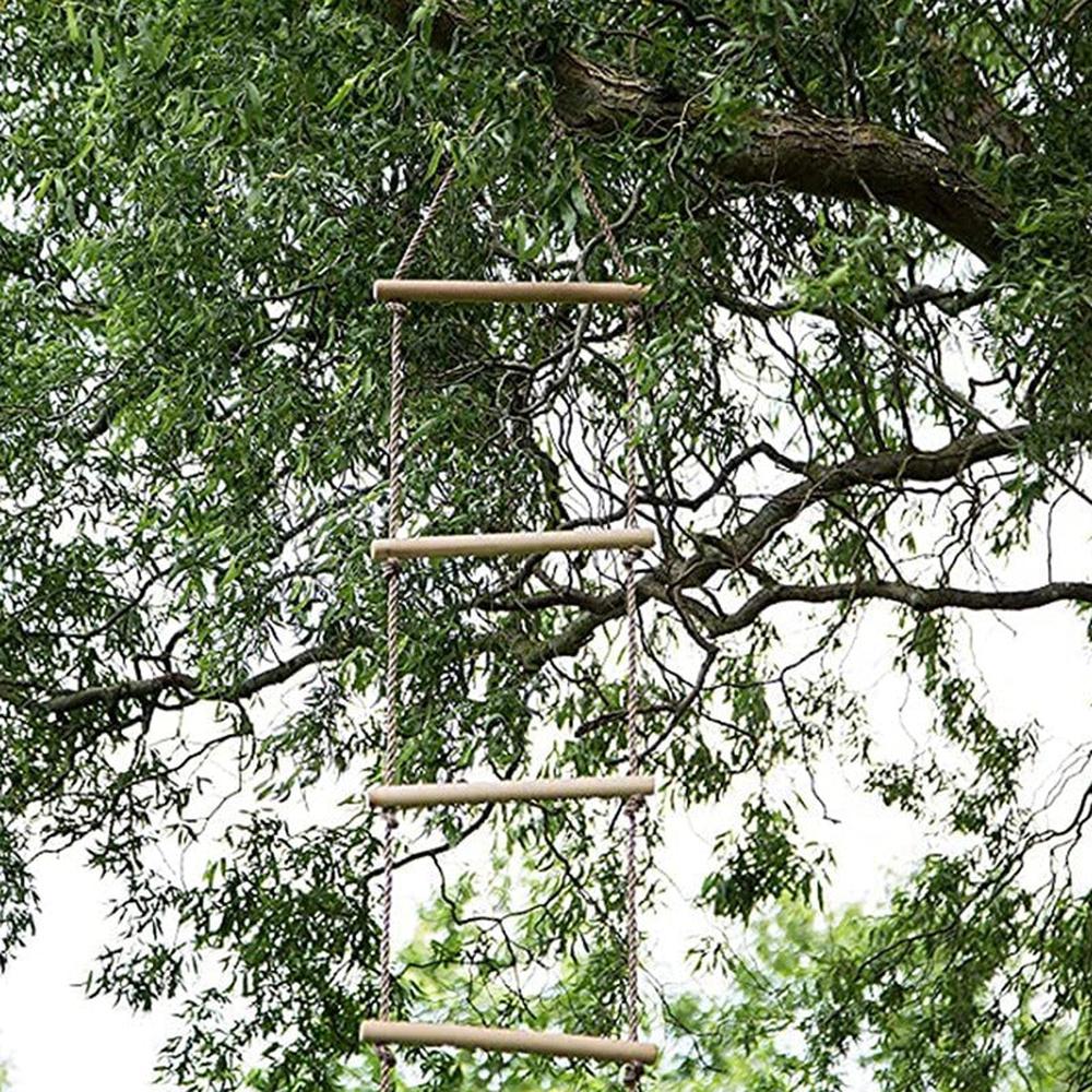 Hop N Play 9ft Rope Wooden Ladder Climbing with 9 Rungs | Capacity - Upto 120 Kgs (4-12 Years)