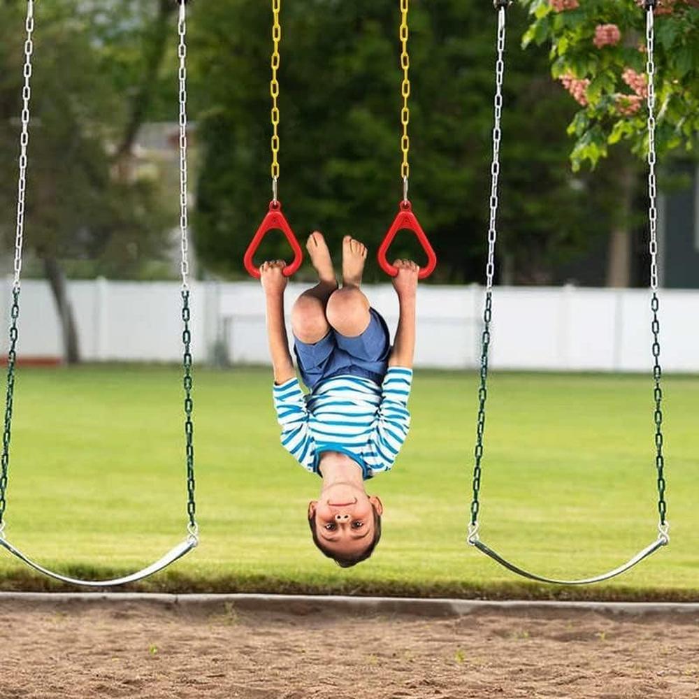 Hop N Play Trapeze Ring Set with Bar | Plastic-Coated Chain (3-10 Years) | Capacity-150 kg