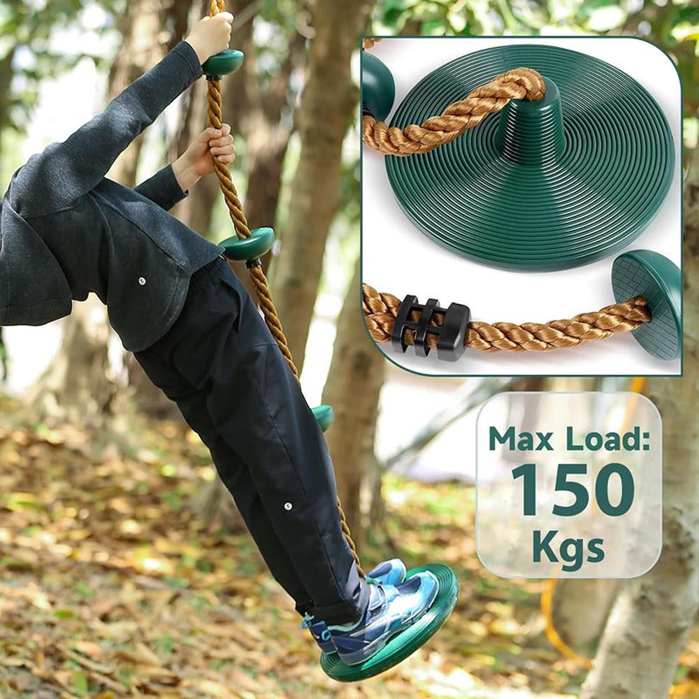 Hop N Play Climbing Adjustable 78 Inch Rope Swing with Platforms & Disc Seat | Capacity - 150 Kgs (4-12 Years)