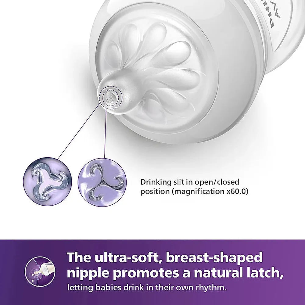 Philips Avent Natural Baby Feeding Bottle - 125ml | | Natural Response Technology Mimics Breastfeeding (SCY670/01)