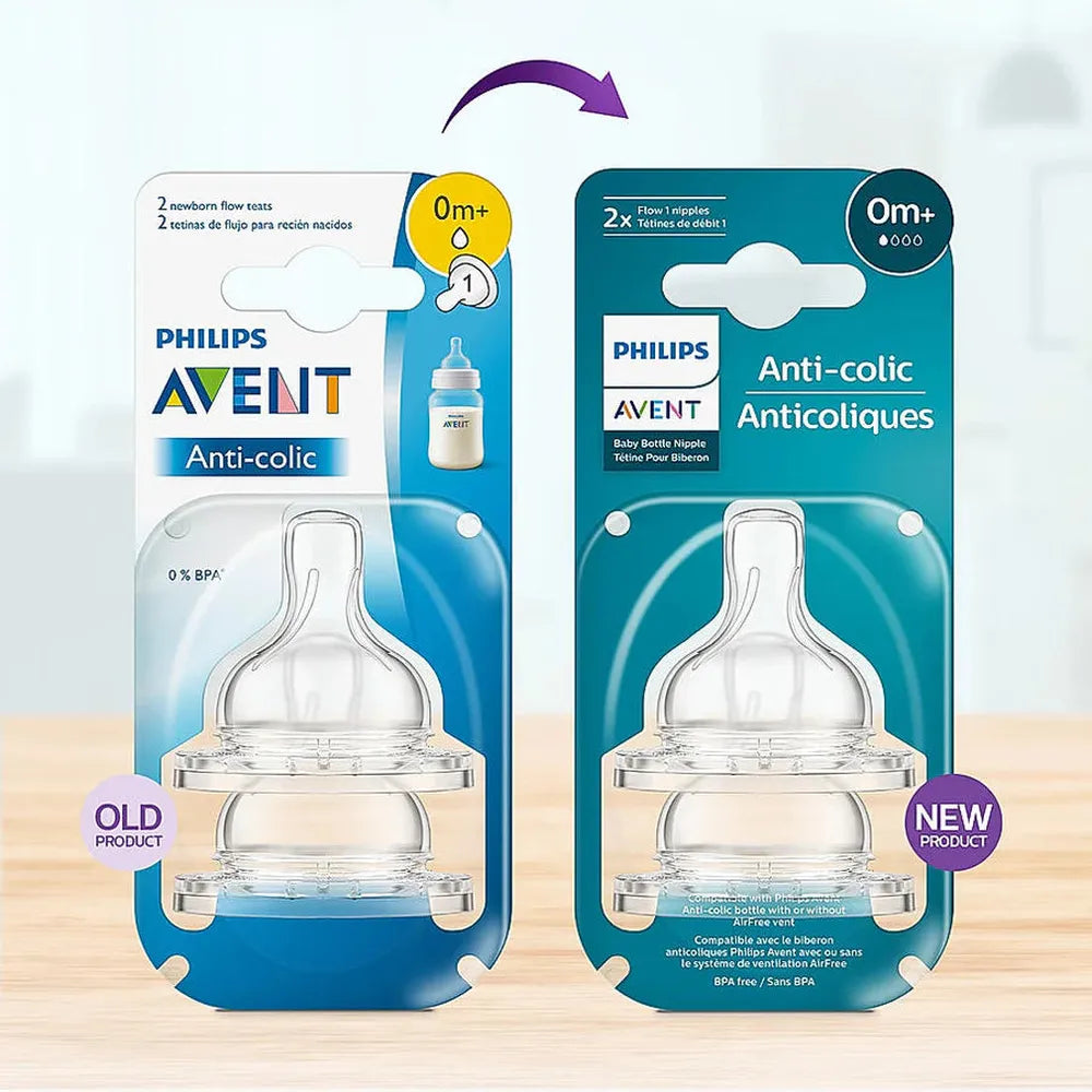 Philips Avent Anti Colic Pack of 2 Teat | Flow 1 | BPA Free | SCY761/02