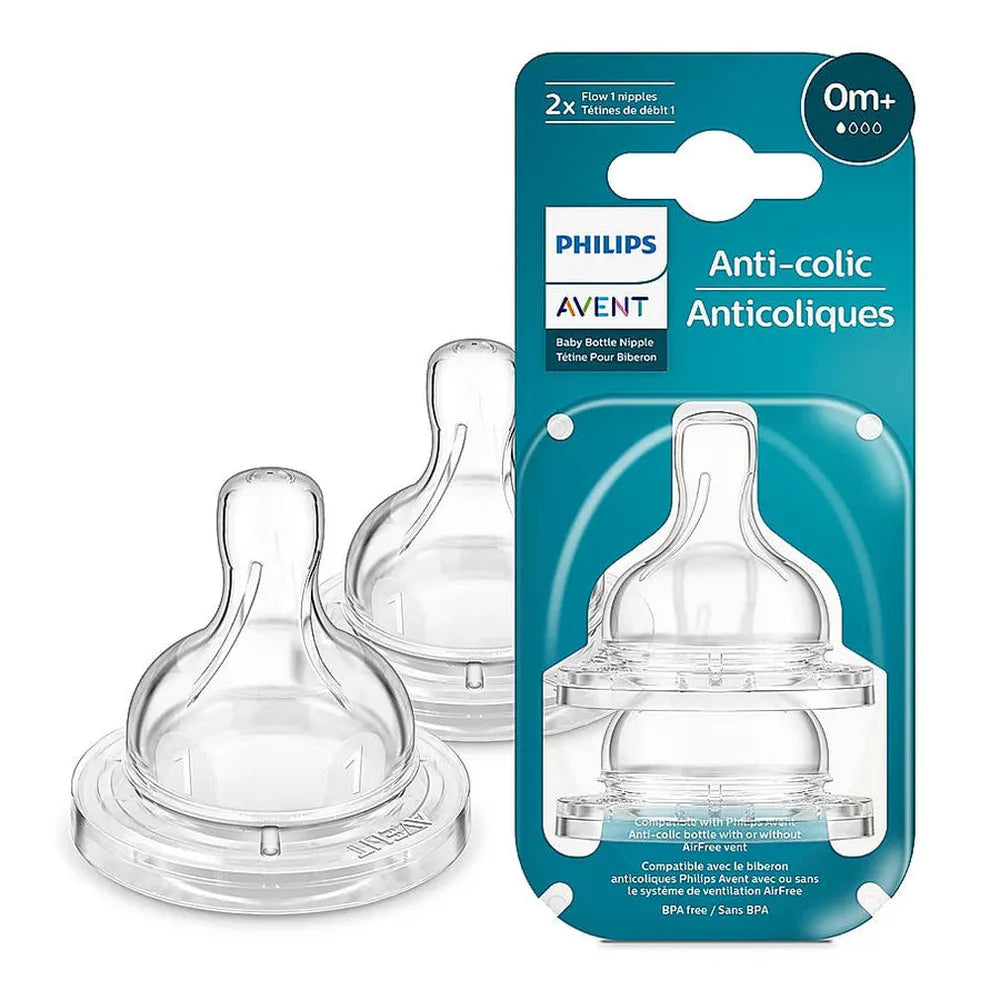 Philips Avent Anti Colic Pack of 2 Teat | Flow 1 | BPA Free | SCY761/02