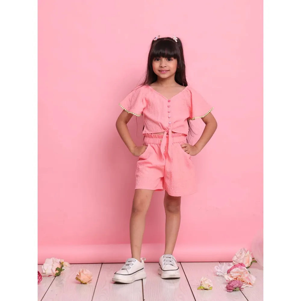 Saka Designs Shirt & Short Co-ord Set for Girls - Pink