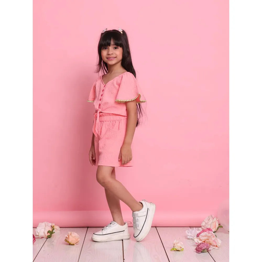 Saka Designs Shirt & Short Co-ord Set for Girls - Pink