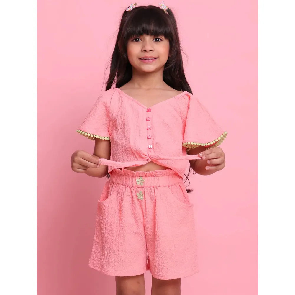 Saka Designs Shirt & Short Co-ord Set for Girls - Pink
