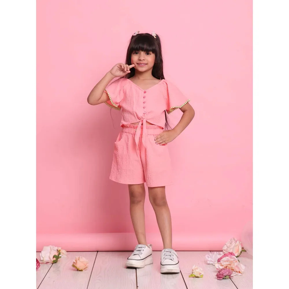 Saka Designs Shirt & Short Co-ord Set for Girls - Pink