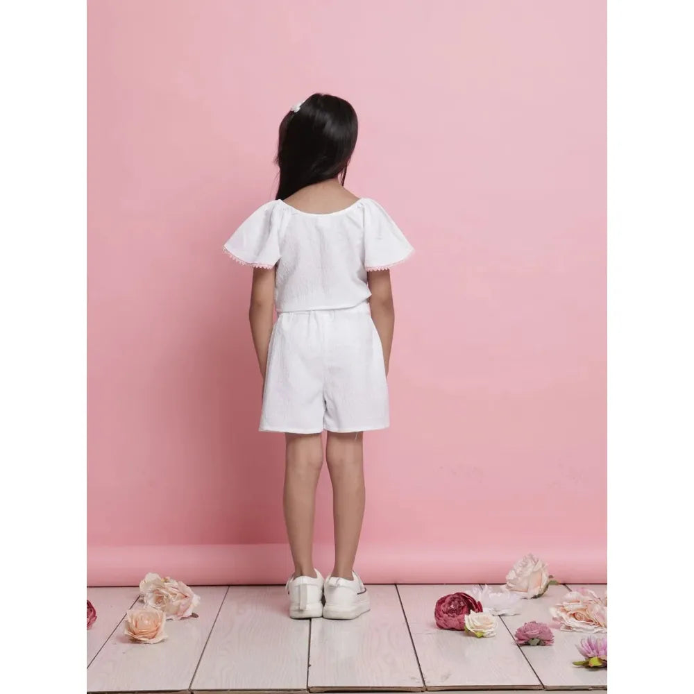 Saka Designs Shirt & Short Co-ord Set for Girls - White