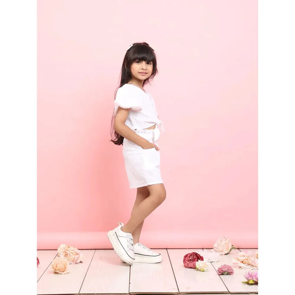 Saka Designs Shirt & Short Co-ord Set for Girls - White