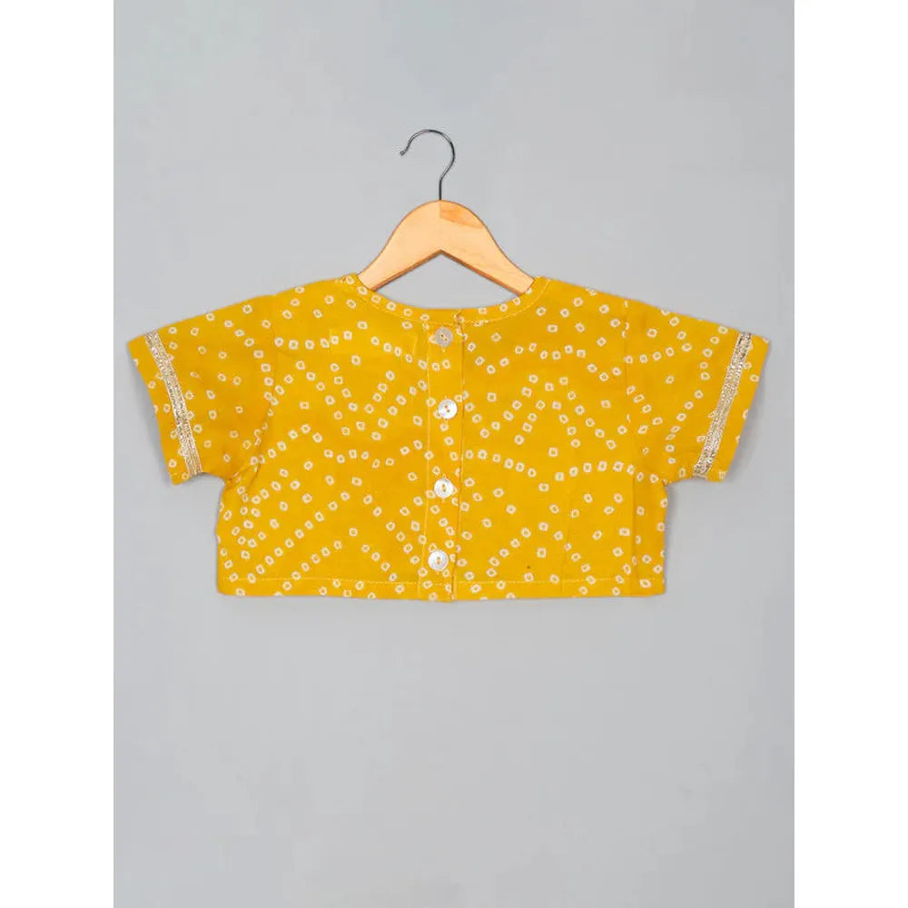 Saka Designs Girls Bandhani Print Lehenga Choli with Dupatta - Yellow