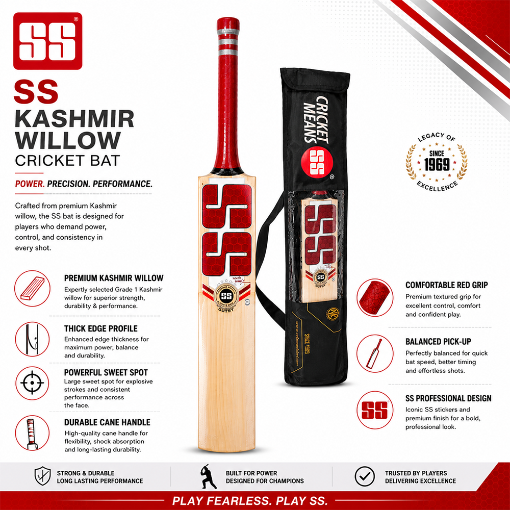 SS Gutsy Kashmir Willow Cricket Bat | Size - SH