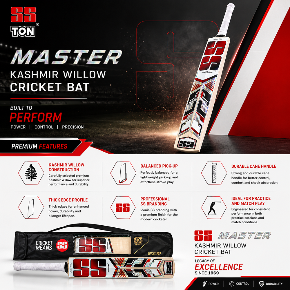 SS Master Kashmir Willow Cricket Bat Short Handle - Size - 6