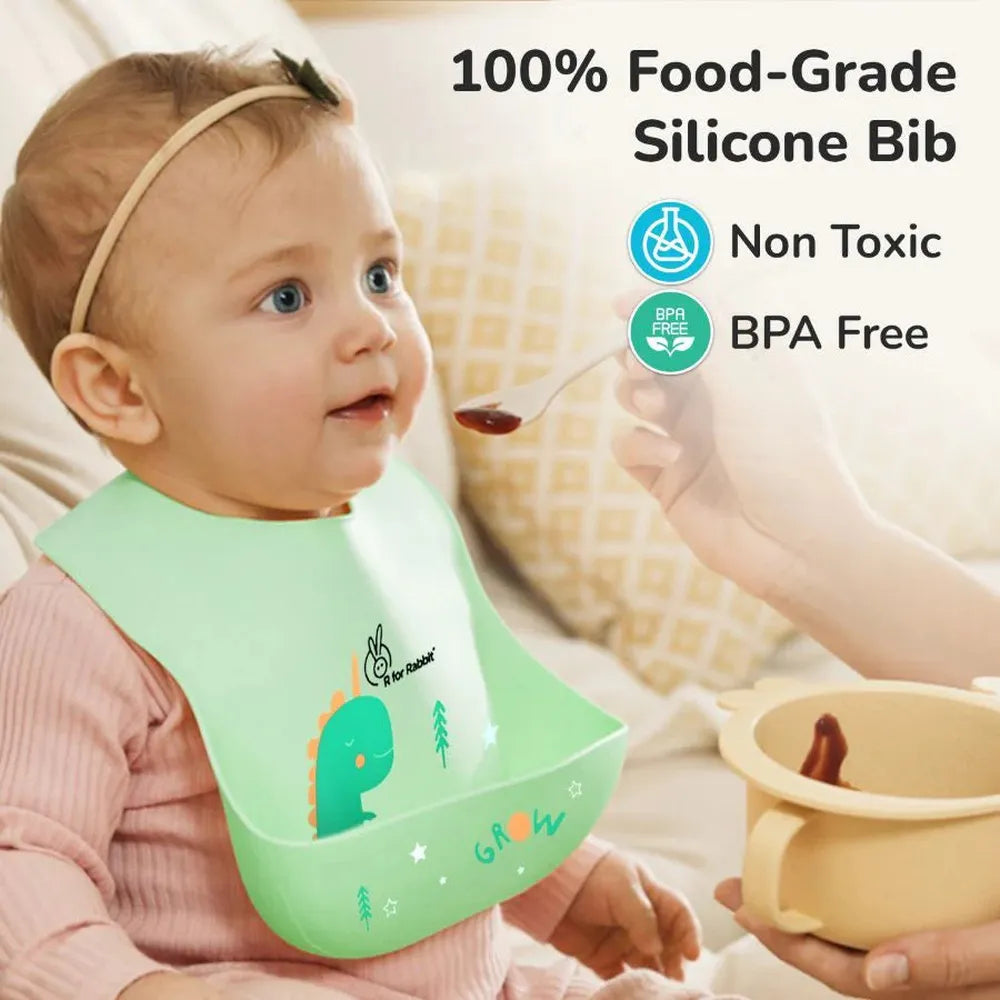 R for Rabbit Safari Silicone Bib and Built-in Food Pocket