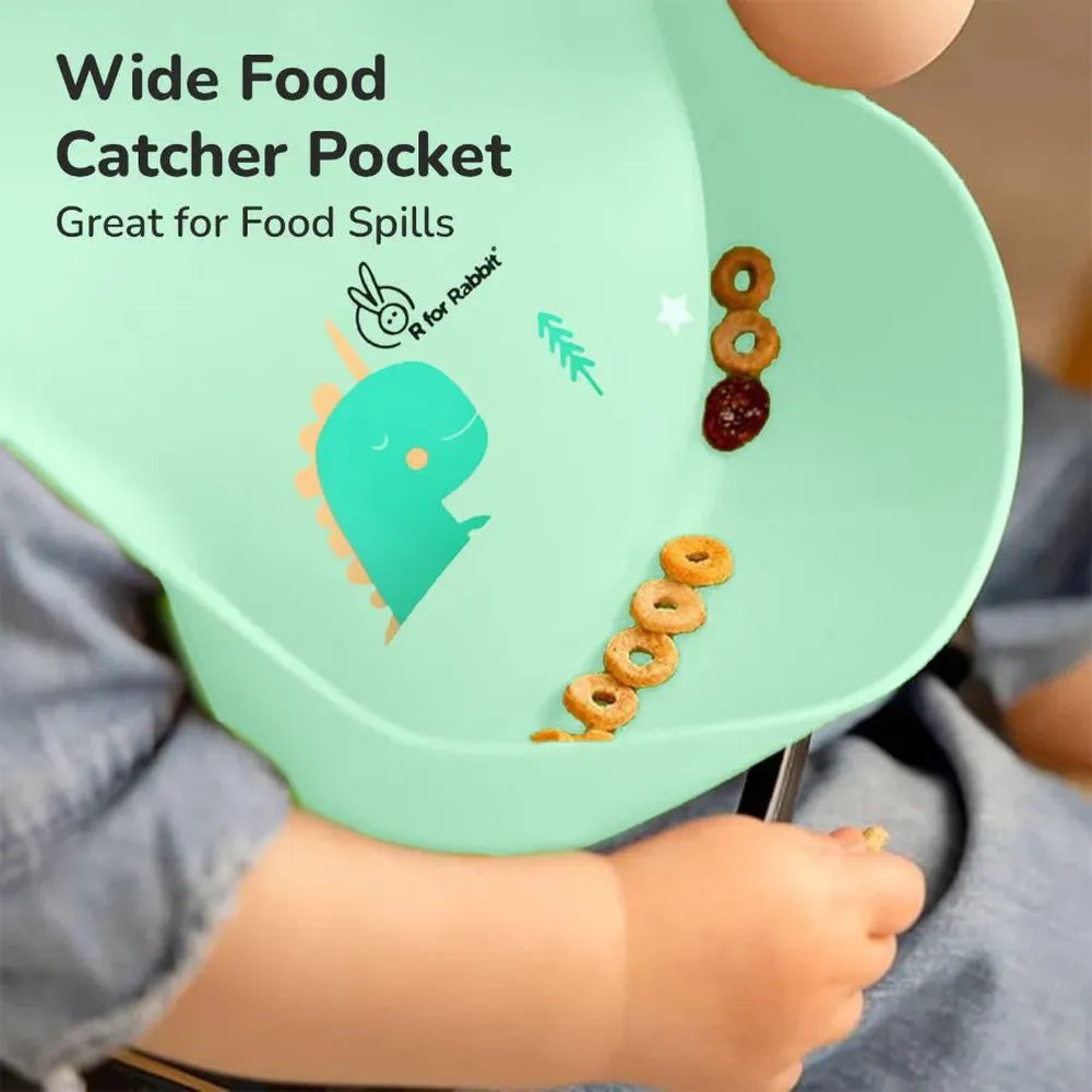 R for Rabbit Safari Silicone Bib and Built-in Food Pocket