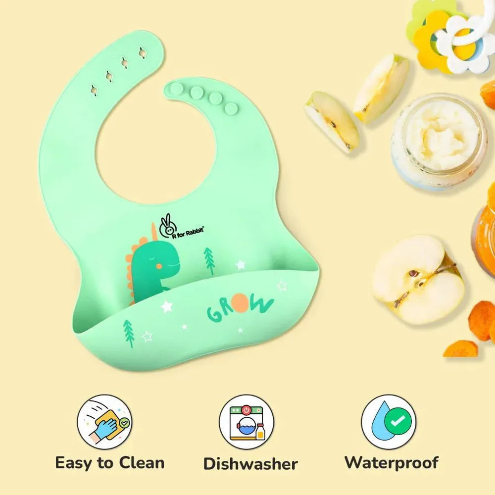R for Rabbit Safari Silicone Bib and Built-in Food Pocket