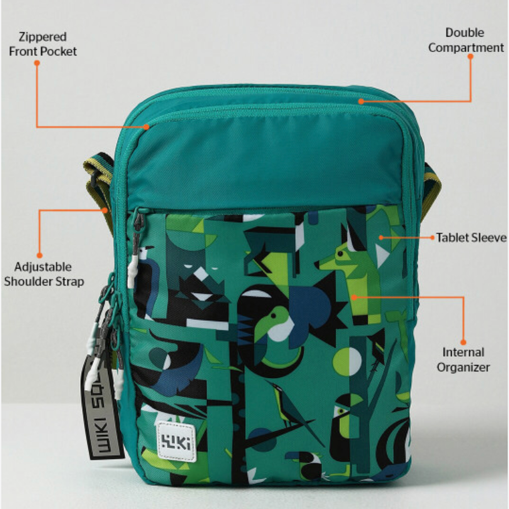 Wildcraft Graphic Crossbody Bag - Fauna Green Colour | Unisex Shoulder Sling Bag