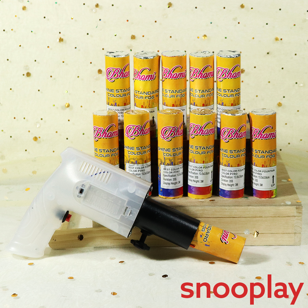 1 Holi Color Fog Blaster with 2 Pack of Fog Ignitors (12 Pieces Ignitors) | Assorted Colors & Prints