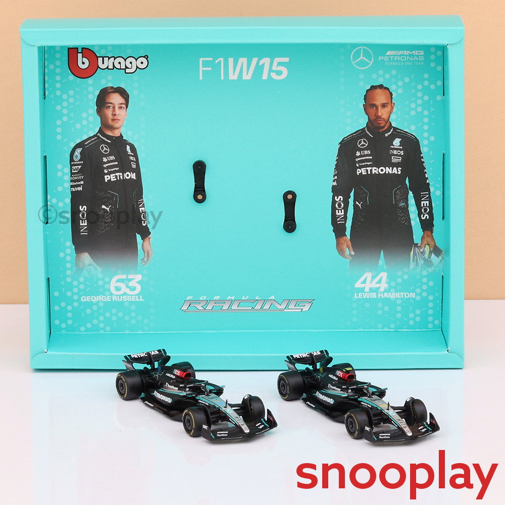 Bburago Set of 2 Original Mercedes F1W15 Licensed Diecast Car | 1:43 Scale Model (14 Years Till Grown Ups)