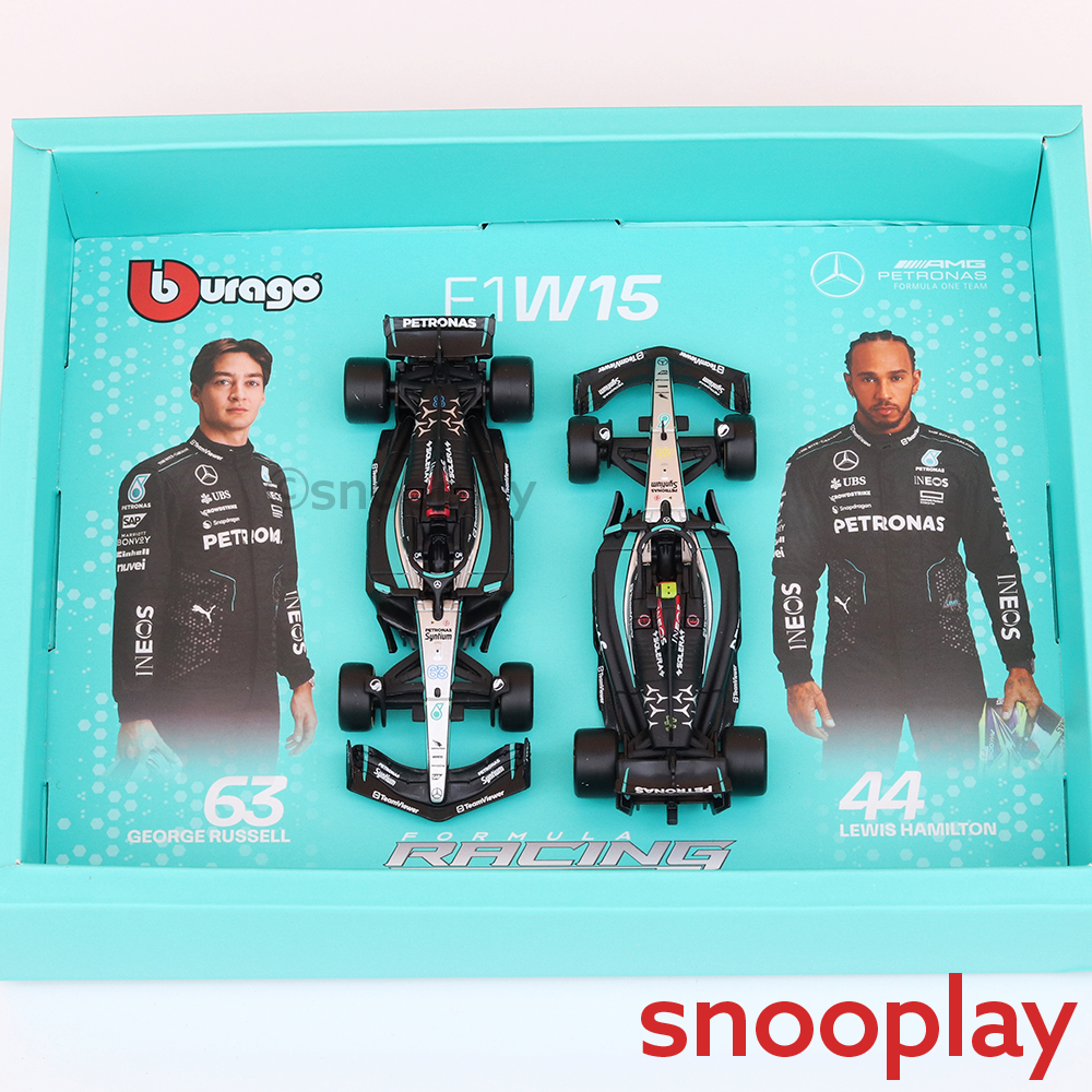 Bburago Set of 2 Original Mercedes F1W15 Licensed Diecast Car | 1:43 Scale Model (14 Years Till Grown Ups)