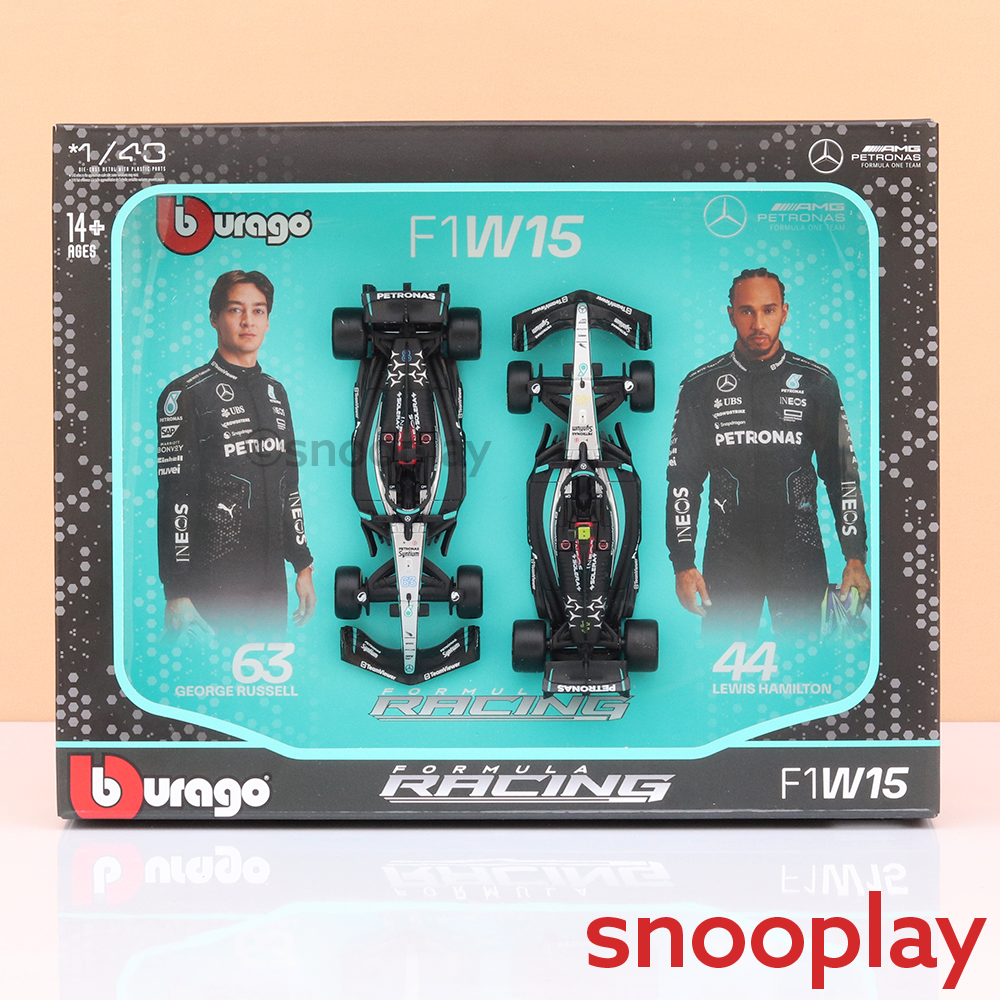Bburago Set of 2 Original Mercedes F1W15 Licensed Diecast Car | 1:43 Scale Model (14 Years Till Grown Ups)