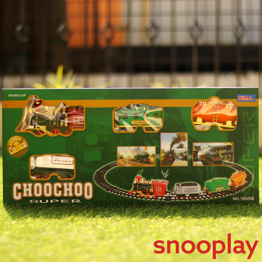 Smoke Engine Toy Train Trackset with Light & Sound - 12 Pieces (3-6 Years)