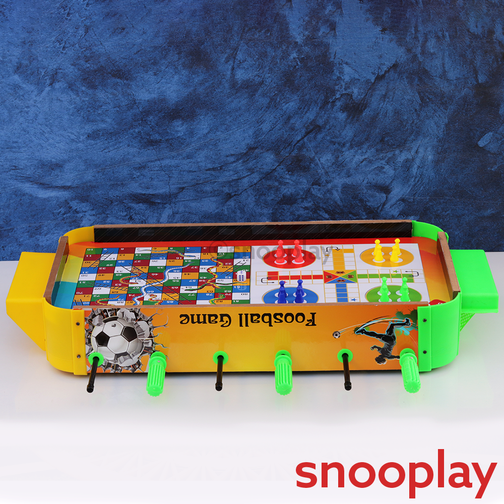 Play Zing 3 in 1 Big Table-Top Foosball, Ludo & Snake Ladder - The Ultimate Shutdown (5-10 Years) | Assorted Colours