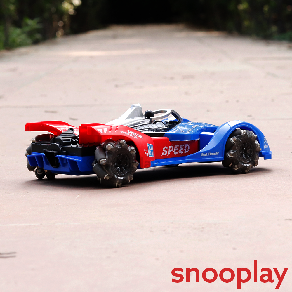 Remote Control F1 Racing Car with 2.4G Remote & Wrist Control, Atomization Spray, Lights & Stunt Wheels (5-14 Years)