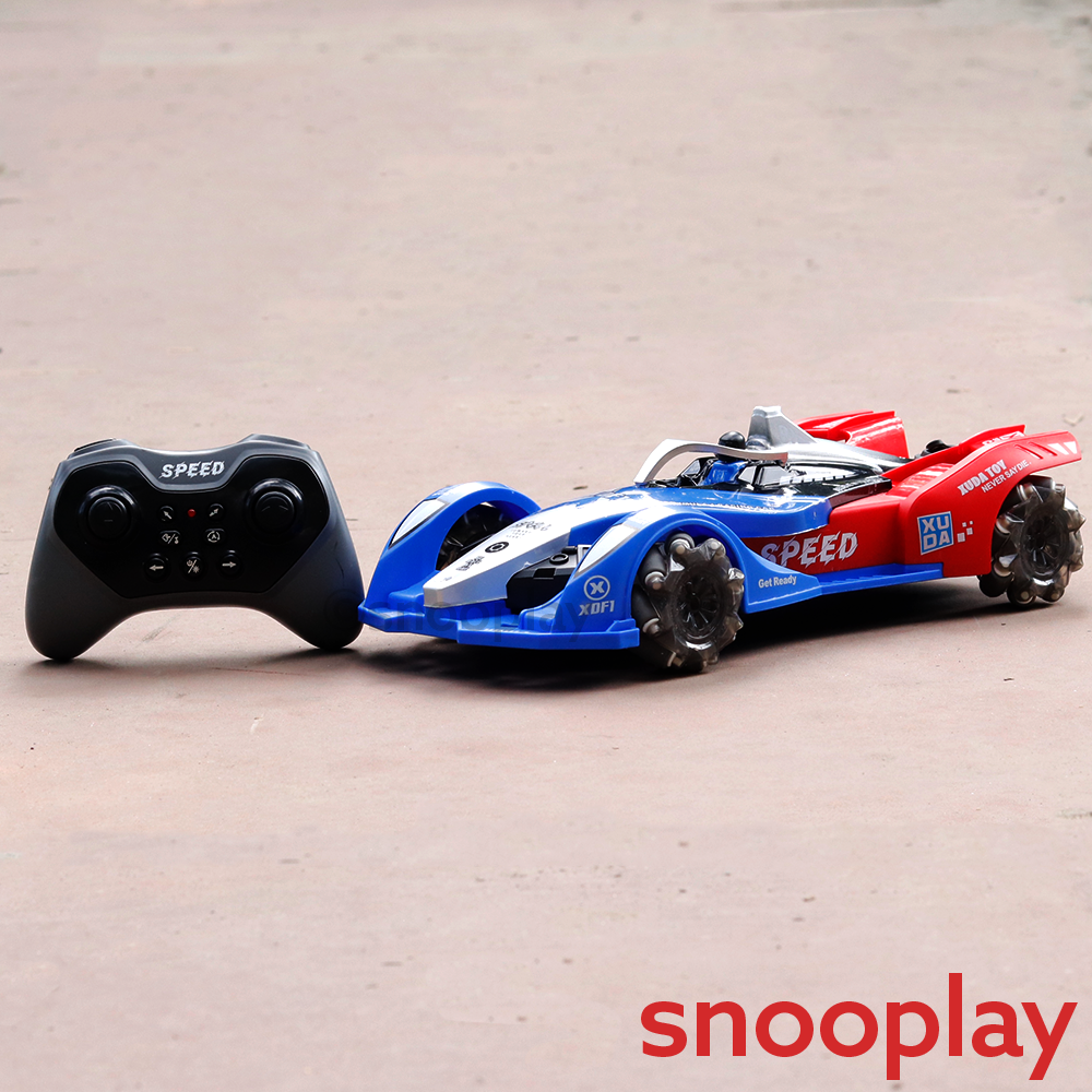 Remote Control F1 Racing Car with 2.4G Remote & Wrist Control, Atomization Spray, Lights & Stunt Wheels (5-14 Years)