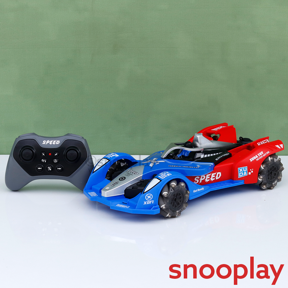 Remote Control F1 Racing Car with 2.4G Remote & Wrist Control, Atomization Spray, Lights & Stunt Wheels (5-14 Years)