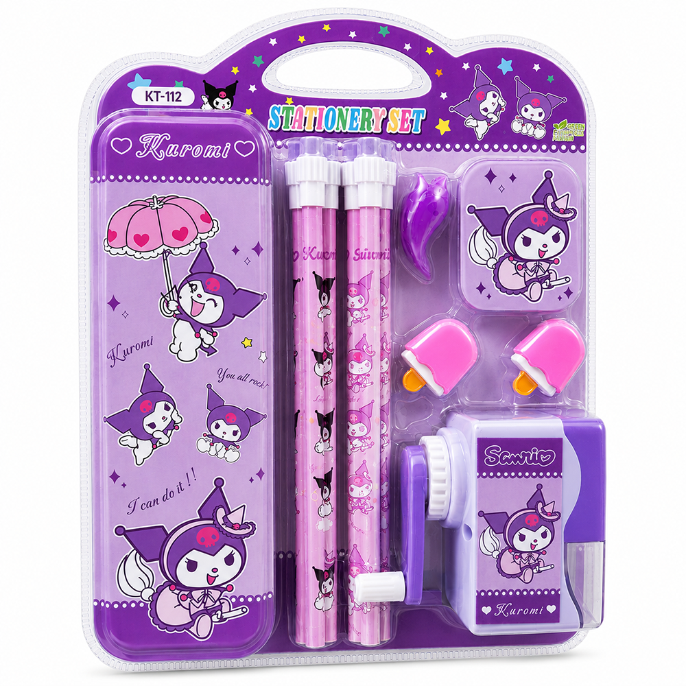 Cute Kuromi Themed Stationery Gift Set - Pencil Case & Writing Accessories for Kids