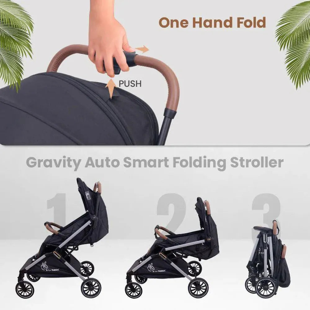 R for Rabbit Street Smart Auto Fold Stroller | Safety Certified, Travel Friendly, Breathable Mesh & 360-degree rotation