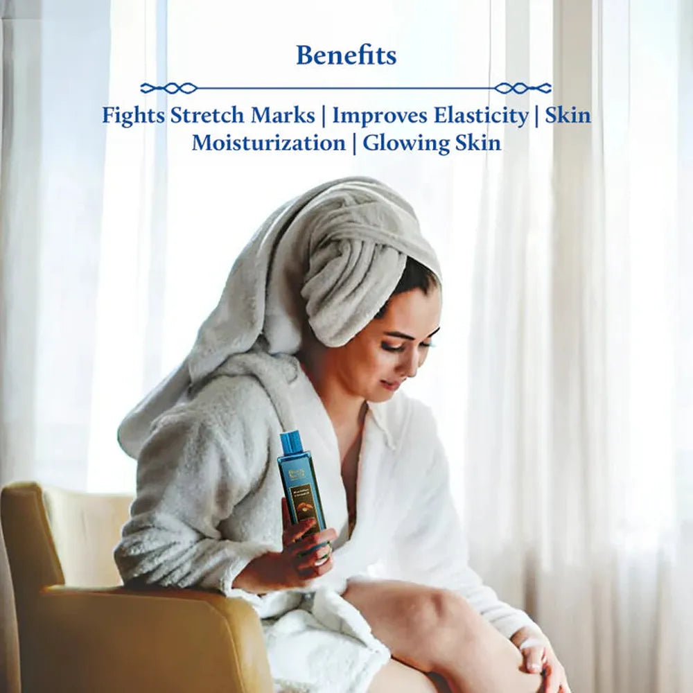 Blue Nectar Saffron & Almond Body Stretch Mark Oil for Pregnancy (12 Herbs) - 100ml