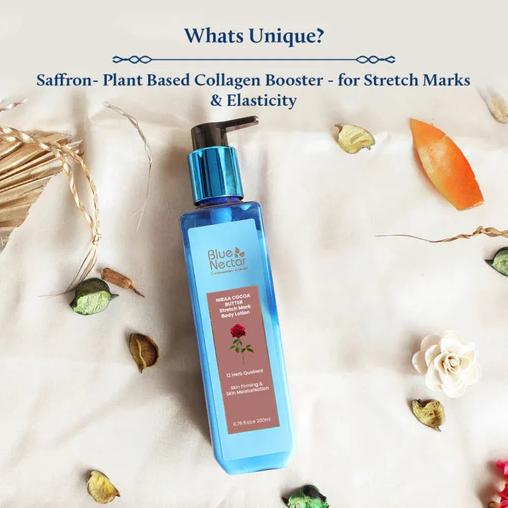 Blue Nectar Niraa Cocoa Butter Stretch Mark Removal Cream Body Lotion (12 Herbs) - 200ml