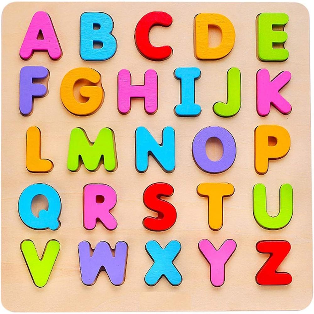 Hop N Play Set of 3 Wooden Puzzles | Alphabets, Numbers & Shapes (2-5 Years)