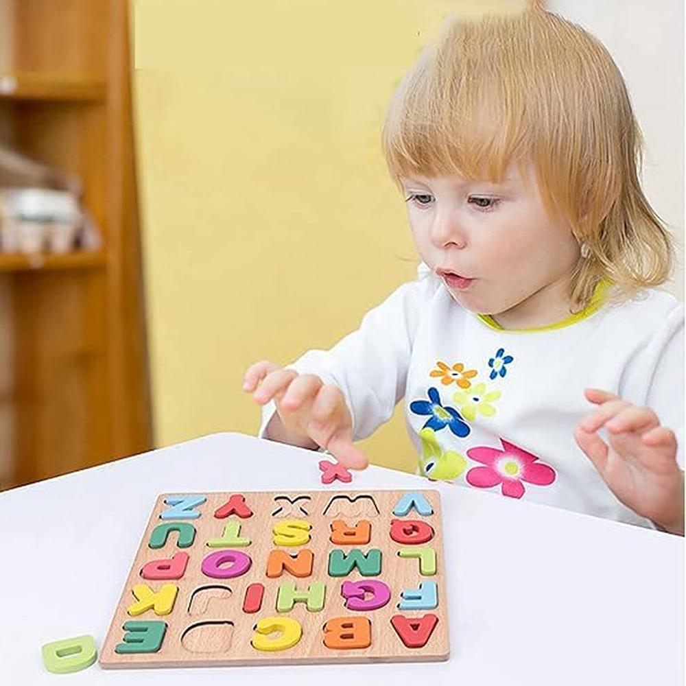 Hop N Play Set of 3 Wooden Puzzles | Alphabets, Numbers & Shapes (2-5 Years)
