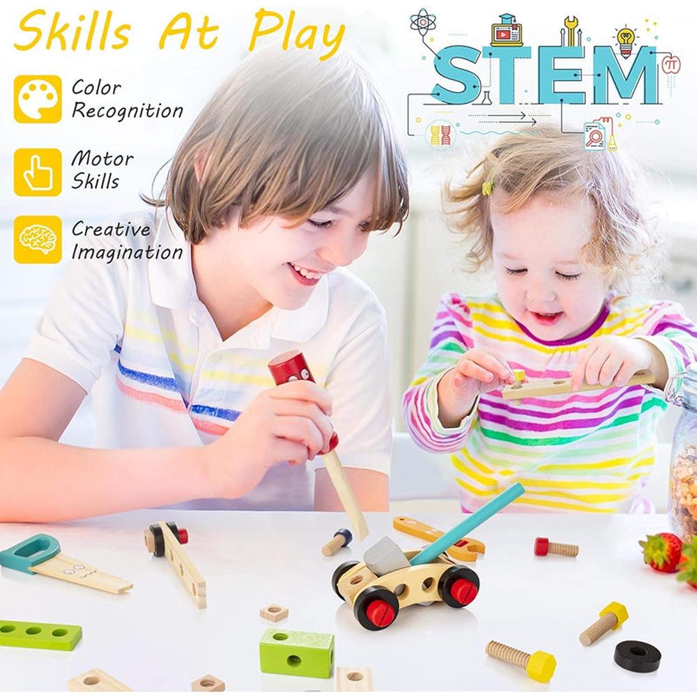 Hop N Play 34 Pieces Pretend Play Construction Kit with Storage Case (3-8 Years)
