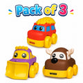 Woot Hoot Pack of 3 Cuddle Cruisers Soft Squeezy Cars | Assorted Colors