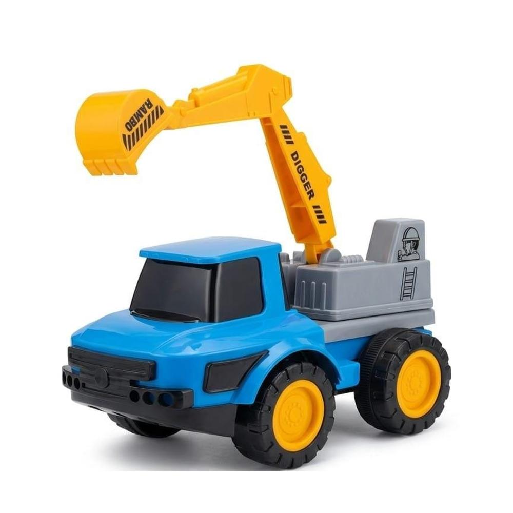 UA Toys Rambo Digger Construction Vehicle toy- Blue & Grey | Friction Powered Push & Go Action