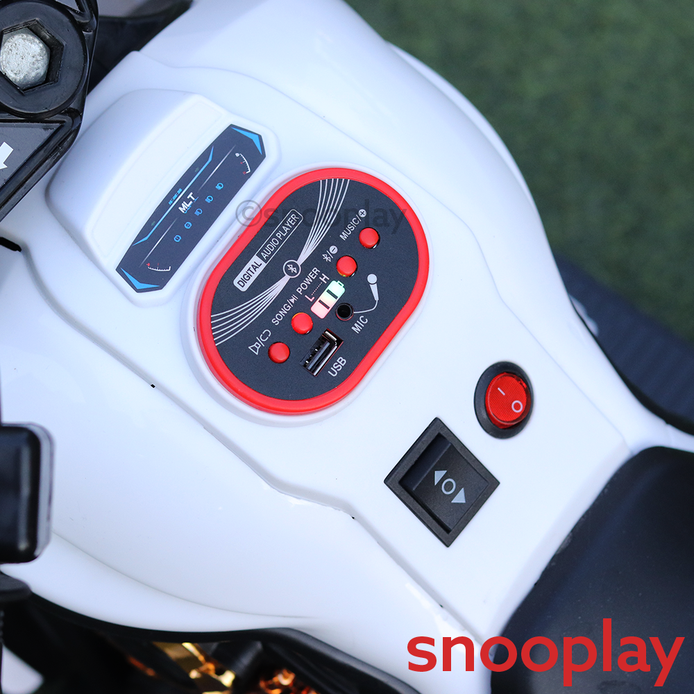 Parental & Self Control | Battery Harley Ride-On Bike | Foot Accelerator, Bluetooth Connectivity, Honk, Music & Light (2.5-8 Years)