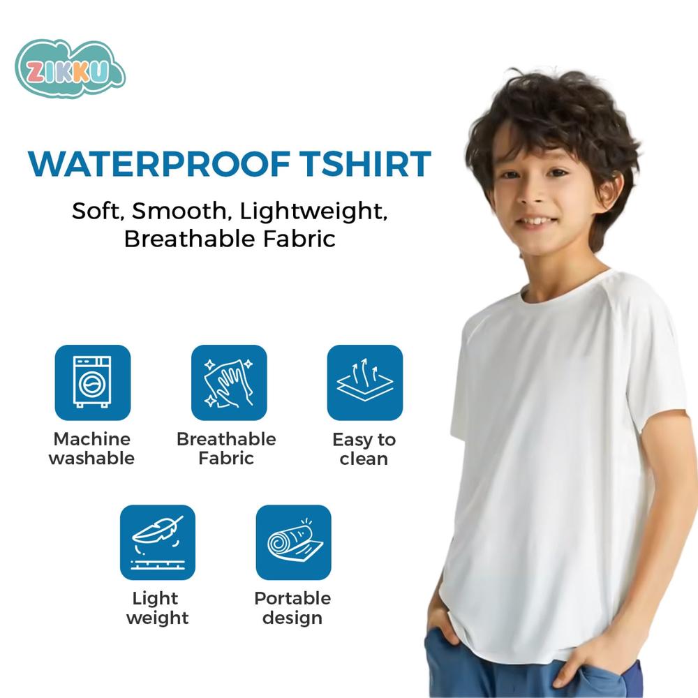 Zikku Water Resistant/Repellent T-Shirt for Kids (White)