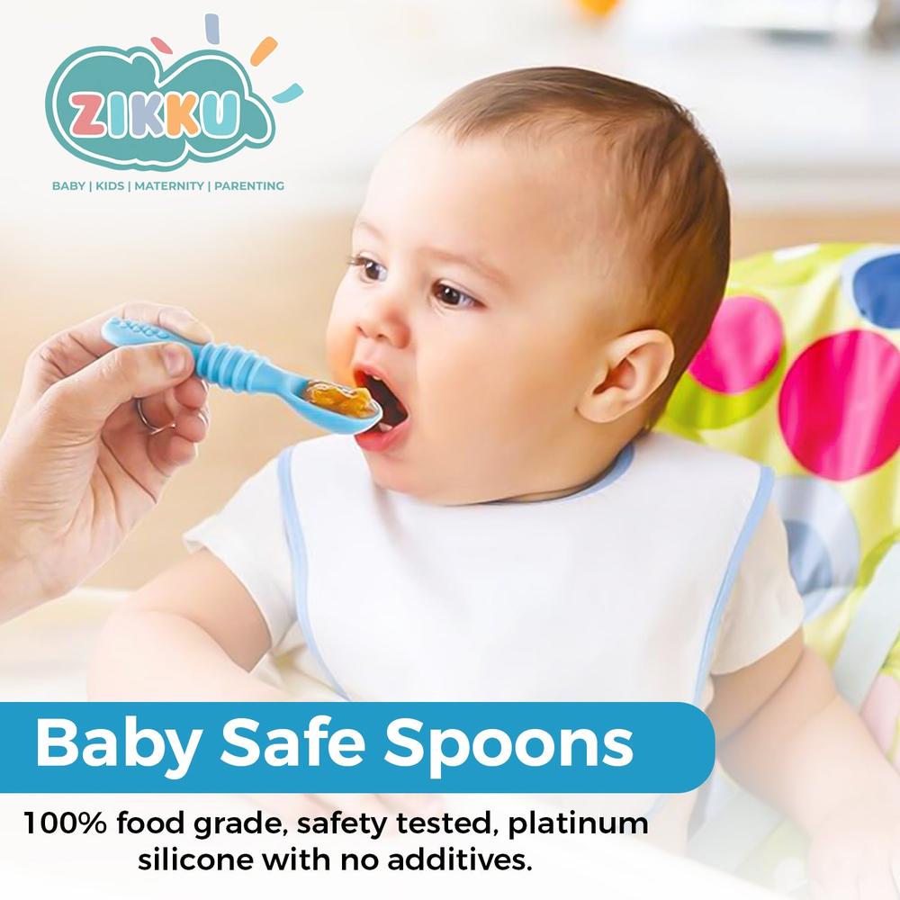 Zikku First Stage Self-Feeding Training Spoons - Blue